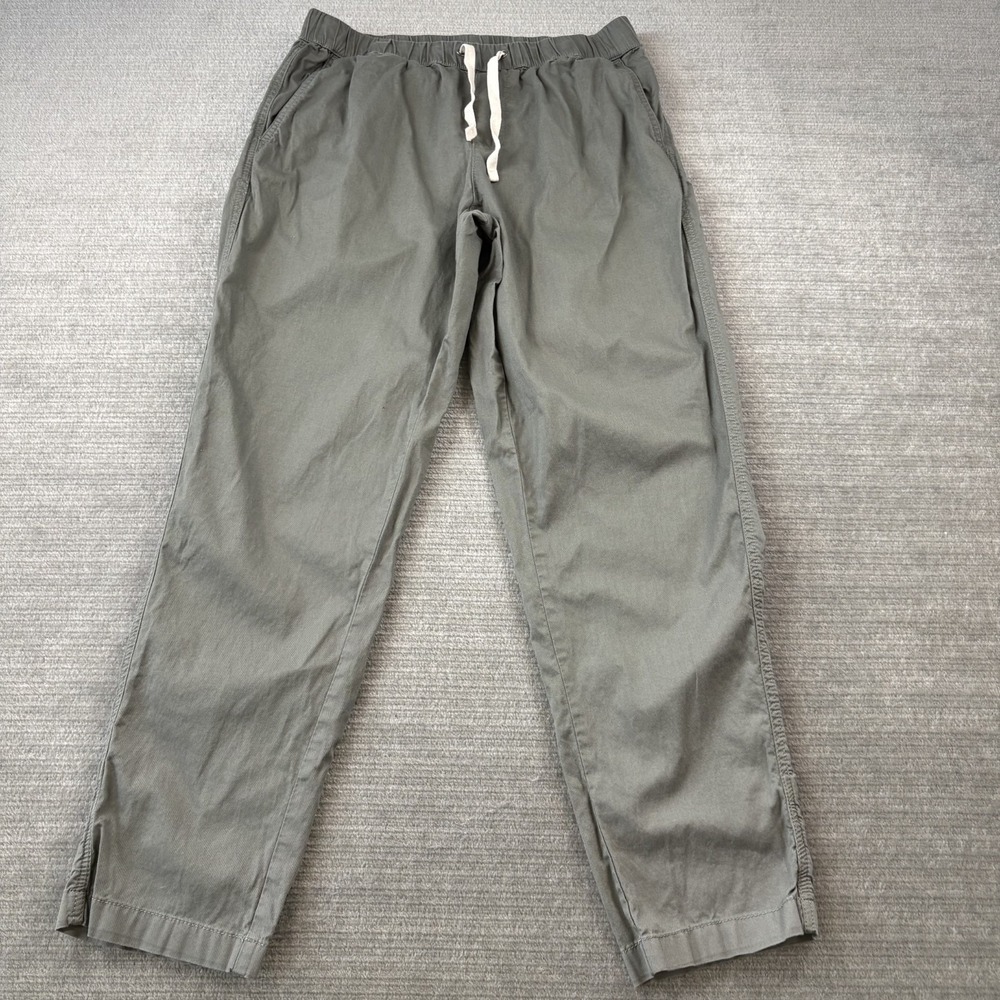 Pact Pants Mens Medium Gray Organic Cotton Drawstring Elastic Waist Straight Leg
